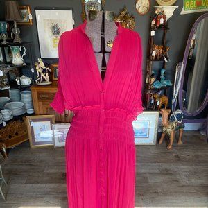 Ladies Zara Fuschia Rouched Waist Poly Blend Maxi Dress